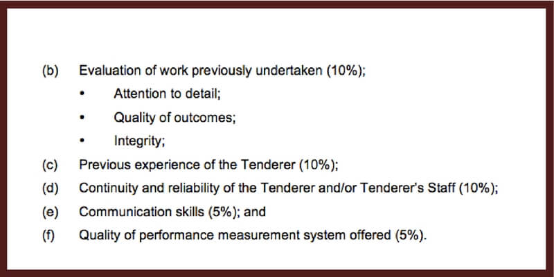 tender of performance example