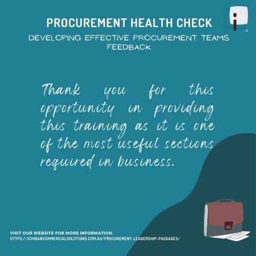 Ichiban Commercial Solutions Procurement Health Check Feedback Most useful