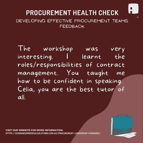 Ichiban Commercial Solutions Procurement Health Check Feedback best tutor