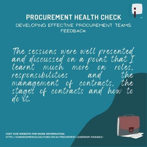 Ichiban Commercial Solutions Procurement Health Check Feedback well presented